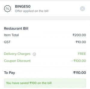 Swiggy referral code applied