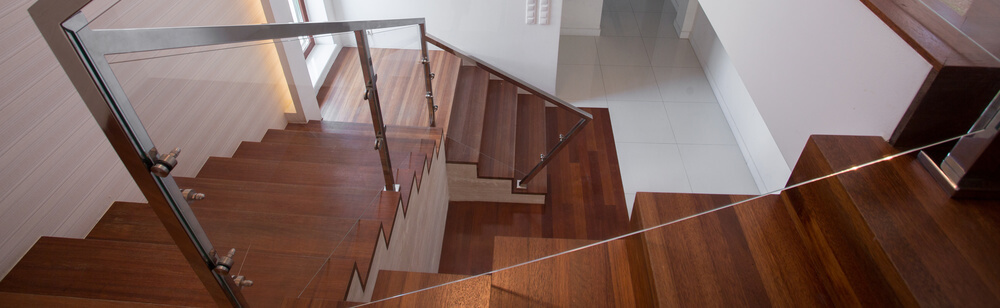 Wooden staircase in exclusive house