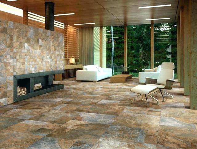 Living Room with Stone Flooring