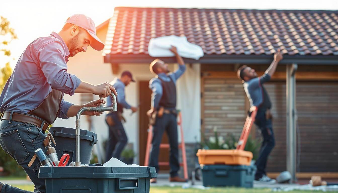 professional home fixers working on property maintenance